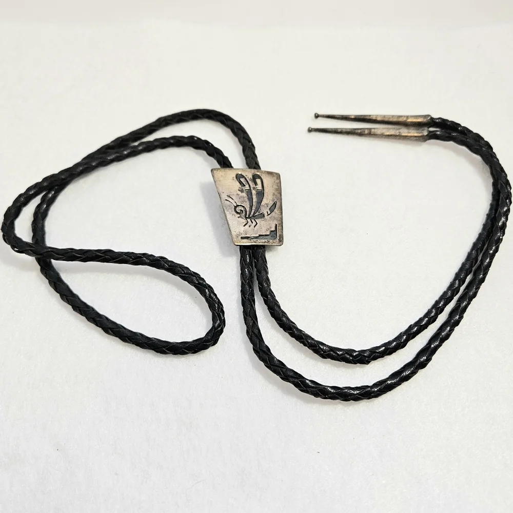 Vintage Native American Silver Roadrunner Bolo Tie